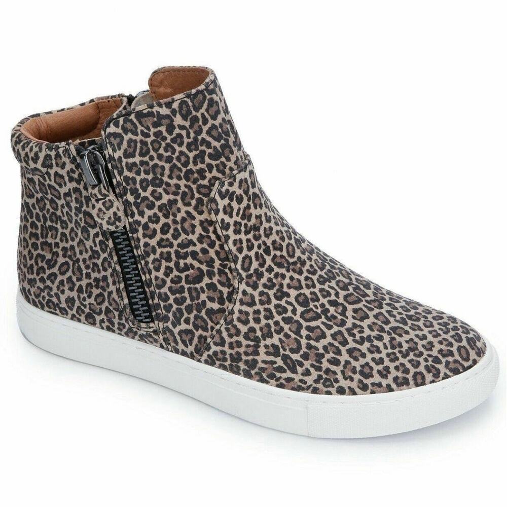 NEW GENTLE SOULS Shoes Size 9.5 Carter Animal Print Zipper Leopard Leather HiTop